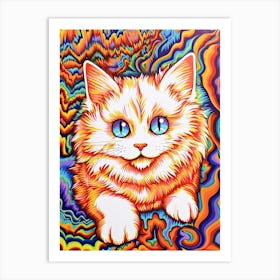 Louis Wain Kaleidoscope Psychedelic Cat 9 Art Print