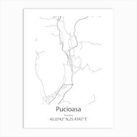 Pucioasa,Romania Minimalist Map Art Print