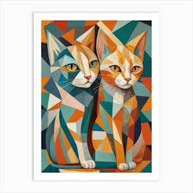 Geometric Cats Art Print