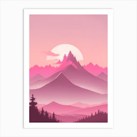 Misty Mountains Vertical Background In Pink Tone 71 Art Print