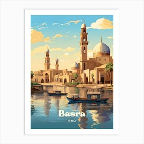 Basra Iraq Islam Mosque Modern Travel Illustration Art Print