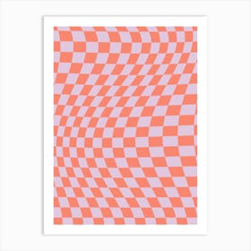 Checkerboard Twist Lilac And Orange Art Print