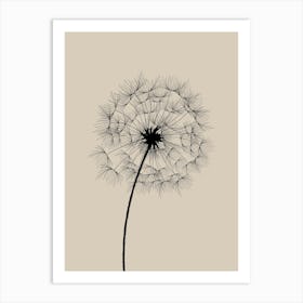 Neutral Dandelion Print Beige 1 Art Print