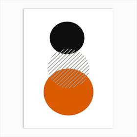 Orange And Black Circles Art Print