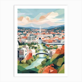 Stuttgart, Germany, Geometric Illustration 3 Art Print