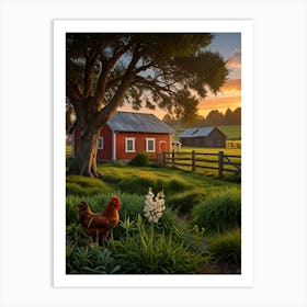 Sunset On The Farm Art Print