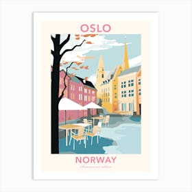 Oslo, Norway, Flat Pastels Tones Illustration 4 Poster Art Print