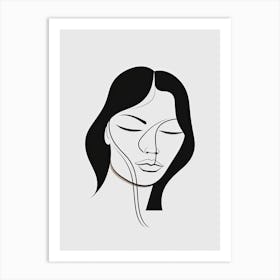 Woman Portrait Line Art 3 Art Print