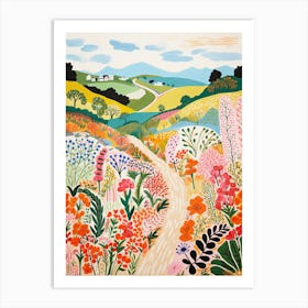 Colourful Countryside Landscape Illustration 2 Art Print