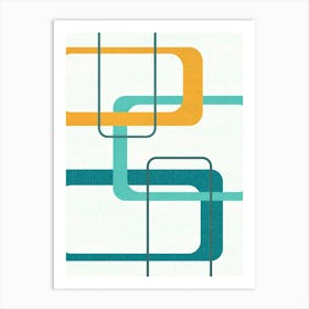 Retro Mid Century Atomic Age 23 Teal, Orange Art Print