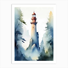 Lighthouse In The Forest Art Print