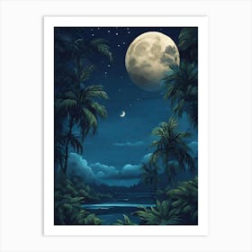 Full Moon In The Jungle 2 Art Print