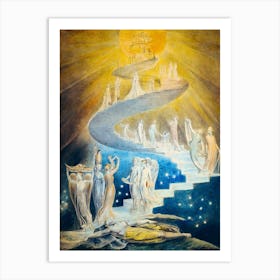 Jacobs Ladder or "Jacob's Dream' by William Blake 1805 HD Remastered Stairway to Heaven - 300dpi Immaculate Angels Art Print