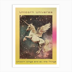 Retro Unicorn With Wings Collage Style 1 Poster Art Print