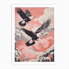 Vintage Japanese Inspired Bird Print Crested Caracara 4 Art Print