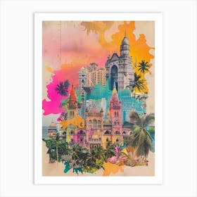 Mumbai   Retro Collage Style 4 Art Print