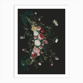 Roses On A Black Background Art Print