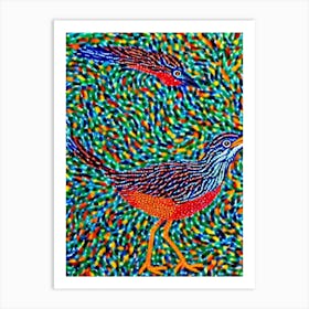 Roadrunner Yayoi Kusama Style Illustration Bird Art Print