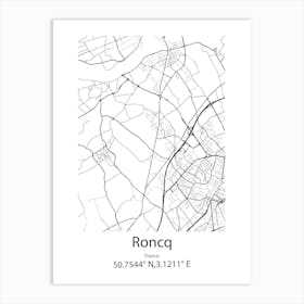 Roncq,France Minimalist Map Art Print