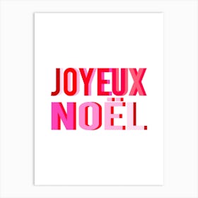 Joyeux Noel on White Art Print