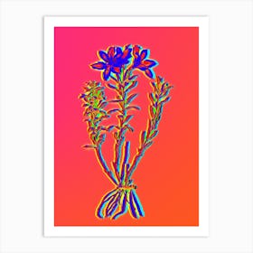 Neon Lily of the Incas Botanical in Hot Pink and Electric Blue n.0003 Art Print