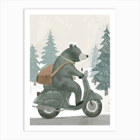 Bear On A Motorcycle 1 Art Print