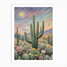 Cosmic Cactus Art Print