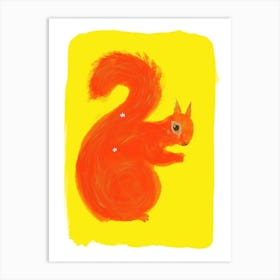 Red Squirrel With Flowers Art Print