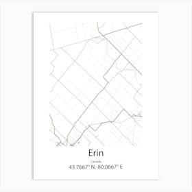 Erin,Canada Minimalist Map Art Print