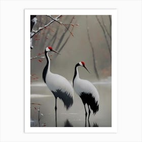 Cranes In The Snow Art Print