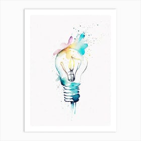 Lightbulb Symbol Minimal Watercolour Art Print
