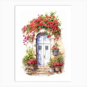 Antibes, France   Mediterranean Doors Watercolour Painting 1 Art Print