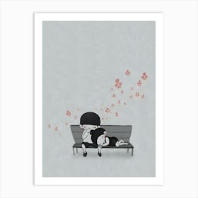 Cute Couple Sitting Art Print