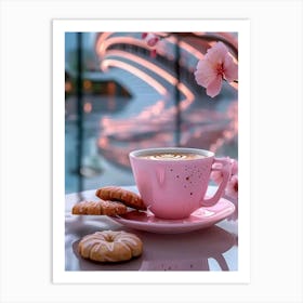 Pink Cup Of Coffee Art Print