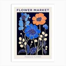 Blue Flower Market Poster Peacock Flower Market Poster 3 Art Print