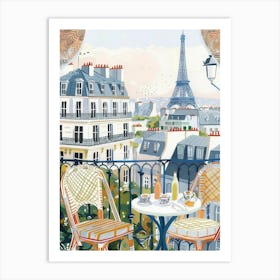 Daytime in Paris at Lunch with Eiffeltower Art Print