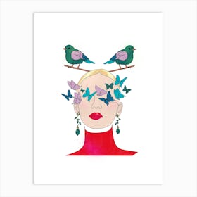 Hidden Dreams - Minimalistic Modern Portrait Art Print