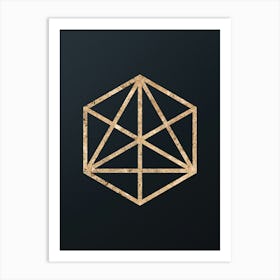 Abstract Geometric Gold Glyph on Dark Teal n.0444 Art Print