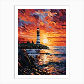 Sunset Lighthouse Art Print