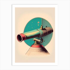 Telescope 1 Vintage Sketch Space Art Print