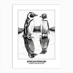 Penguin Admiring Their Reflections Poster Art Print