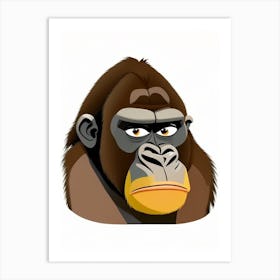 Gorilla With Wondering Face, Gorillas Scandi Cartoon Art Print