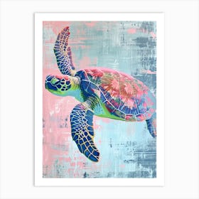Impasto Pastel Sea Turtle Painting 3 Art Print