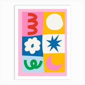 Pink Shapes Abstract Print Art Print