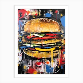 Burger graffiti Basquiat style food Art Print