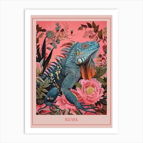 Floral Animal Painting Iguana 1 Poster Art Print