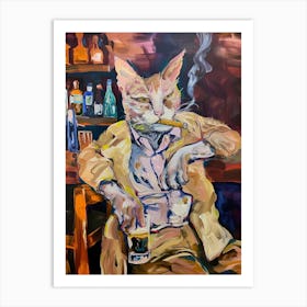 Cat In A Bar Art Print