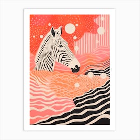 Abstract Zebra Portrait Lines Art Print