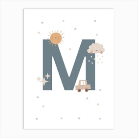 Letter M baby room poster Art Print