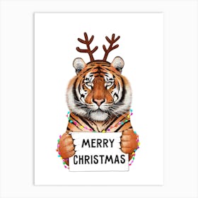 Tiger Merry Christmas Art Print